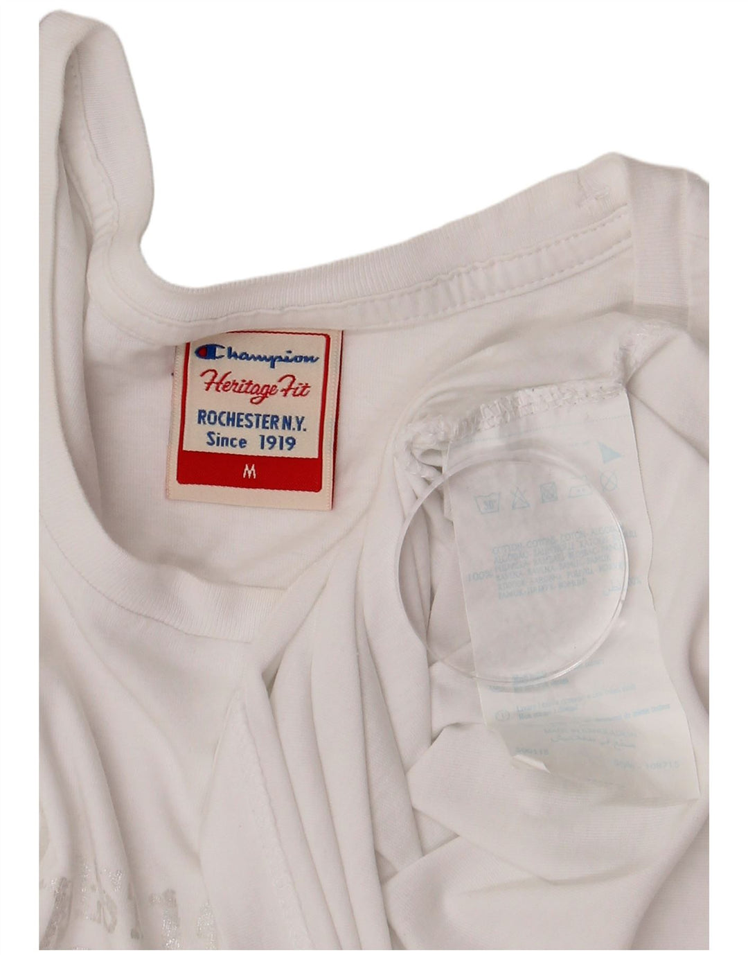 Camiseta feminina Champion Herritage Fit com estampa gráfica UK 12 algodão branco médio