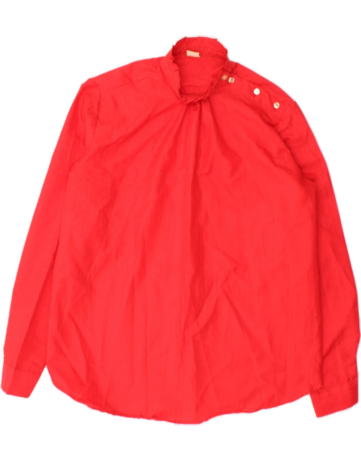 VINTAGE Womens Oversized Blouse Top UK 14 Medium Red Vintage Vintage and Second-Hand Vintage from Messina Hembry 