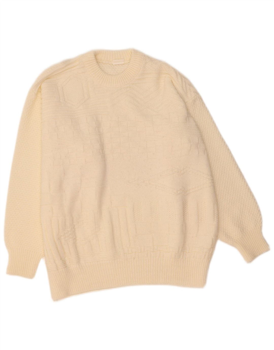 Suéter masculino VINTAGE com gola redonda XL off white