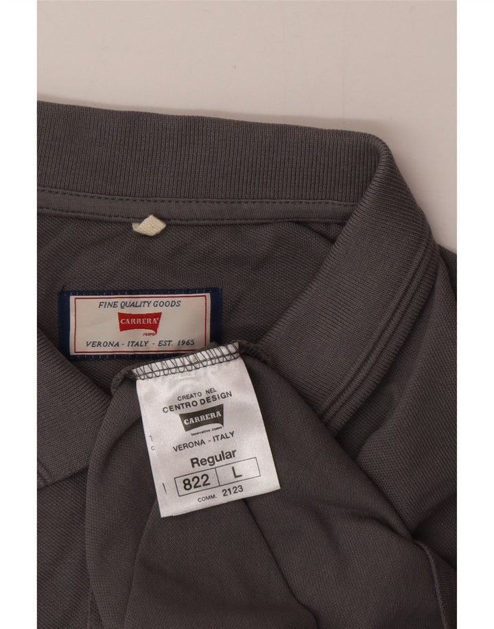 Camisa polo masculina Carrera manga comprida regular fit grande algodão cinza