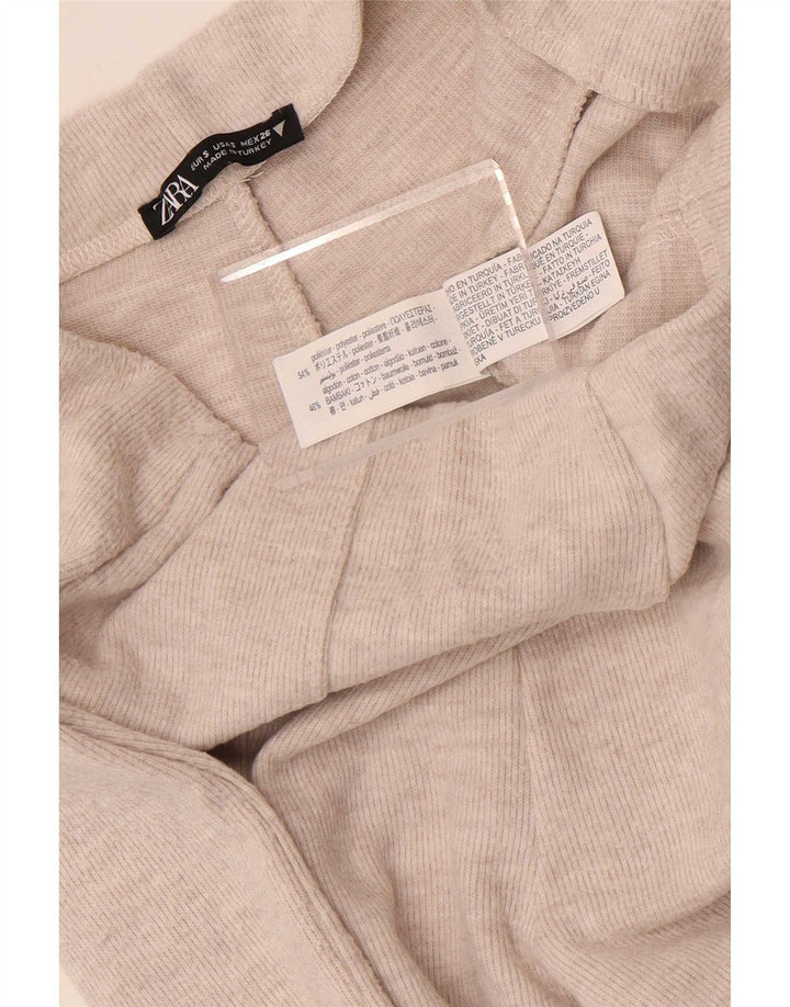 Zara Calça feminina de malha larga com perna pequena W28 L30 cinza poliéster