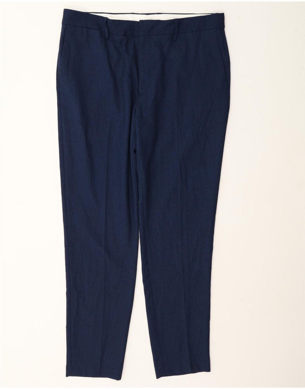 Zara Mens Slim Chino Calças EU 46 XL W36 L30 Azul Marinho