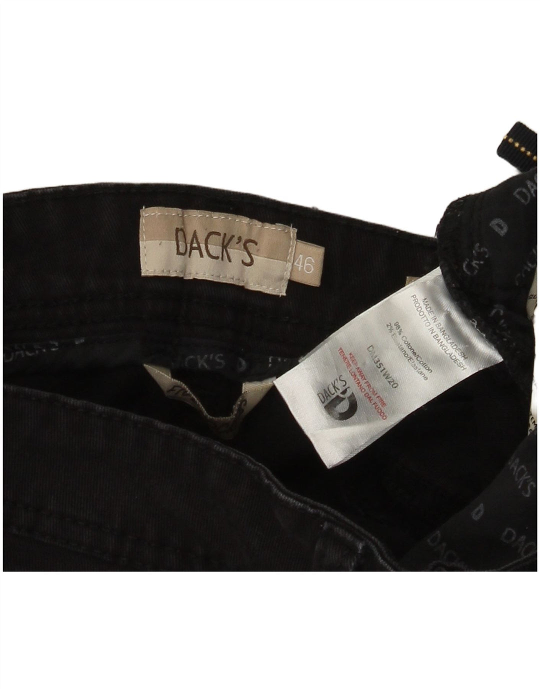 Dack's Mens Slim Fit Straight Jeans IT 46 Pequeno W30 L30 Algodão Preto