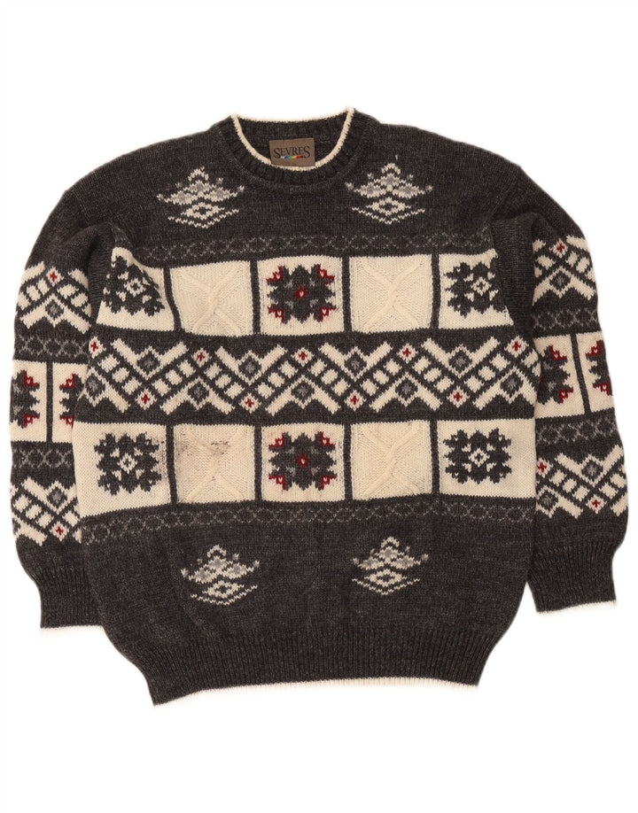 Suéter masculino Sevres com gola redonda IT 48 cinza médio geométrico