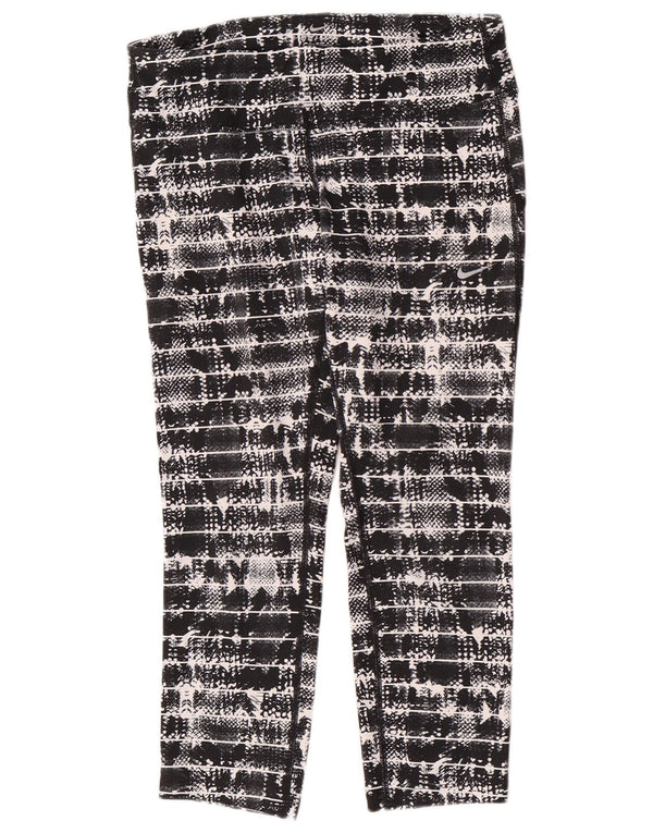 Nike Womens Capri Leggings UK 12 Médio Preto Geométrico Poliéster
