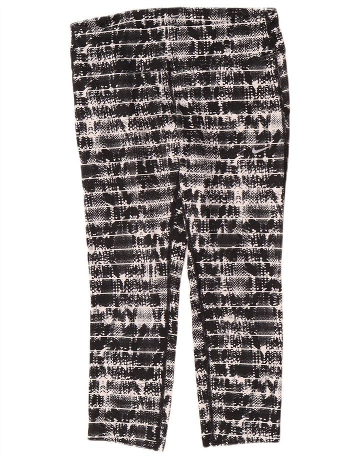 Nike Womens Capri Leggings UK 12 Médio Preto Geométrico Poliéster