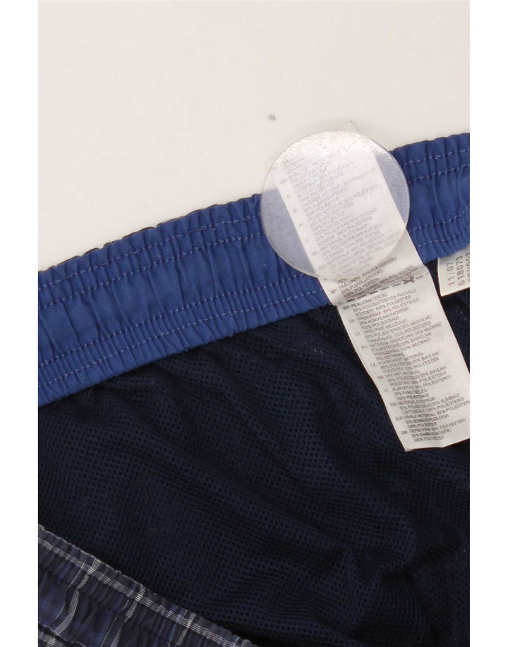 Shorts de natação masculino Adidas grande poliéster xadrez azul marinho