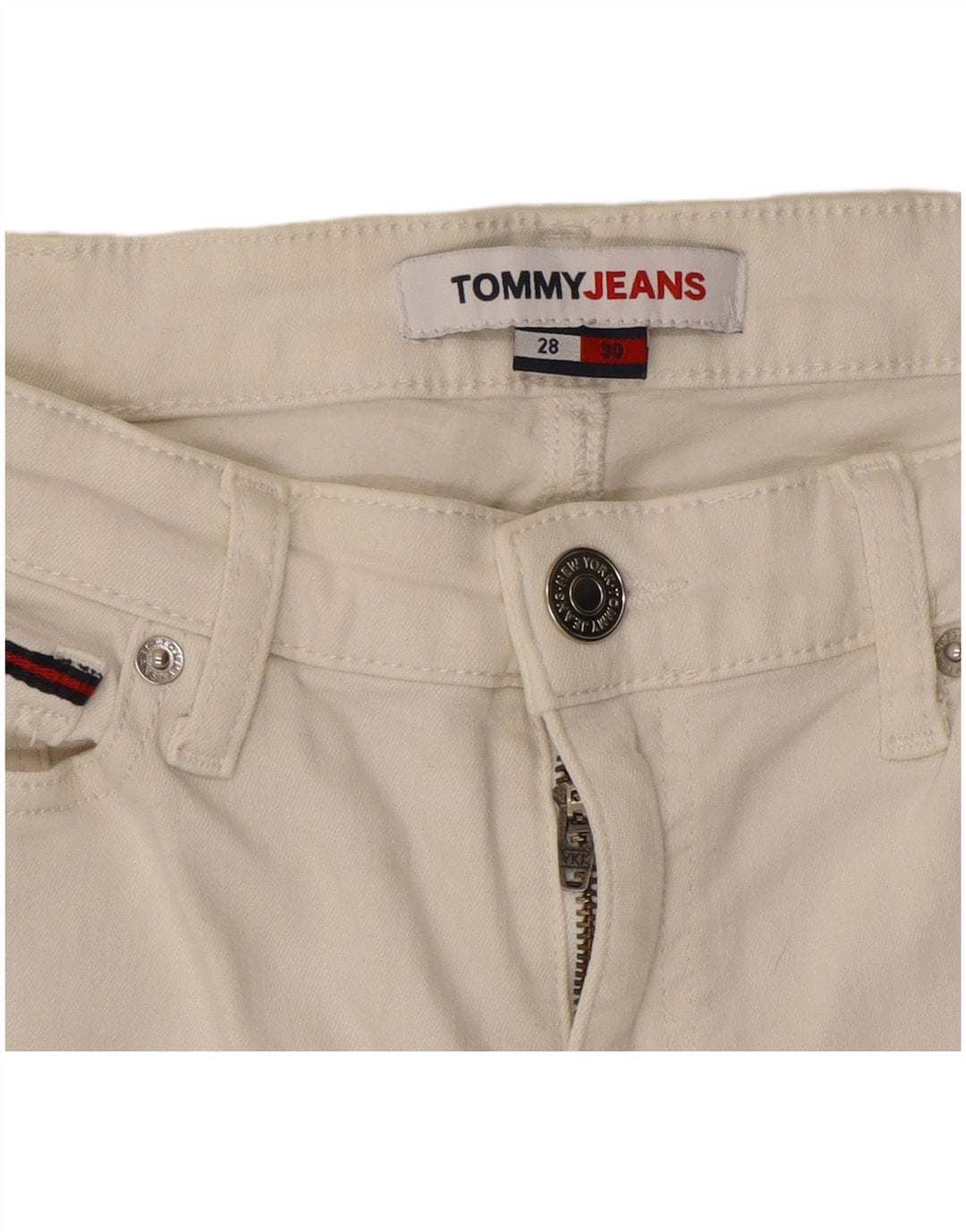 Jeans cropped feminino Tommy Hilfiger W28 L25 algodão branco