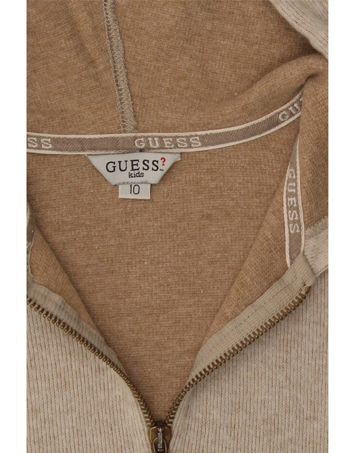 GUESS Boys Hooded Cardigan Sweater 9-10 Years Beige Cotton Vintage Guess and Second-Hand Guess from Messina Hembry 