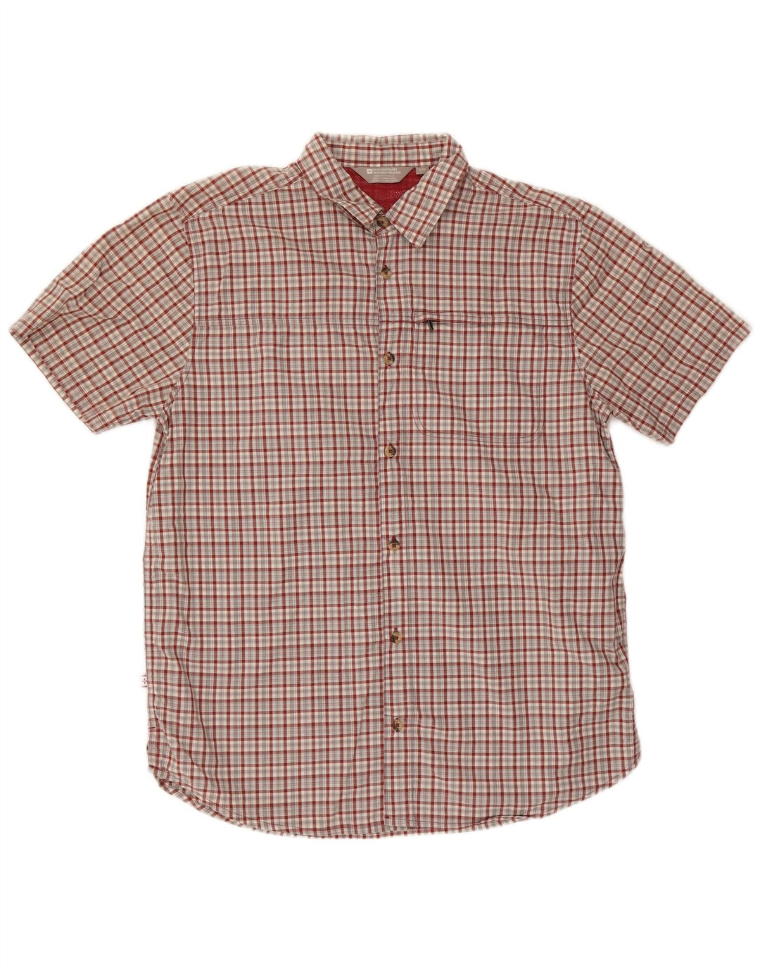 Camisa masculina de manga curta Mountain Warehouse grande algodão xadrez vermelho
