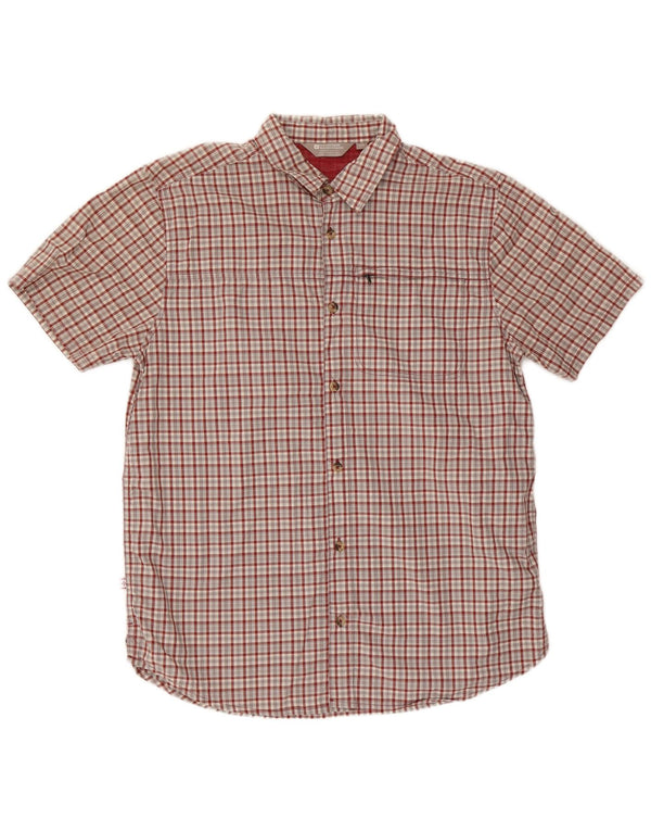 Camisa masculina de manga curta Mountain Warehouse grande algodão xadrez vermelho