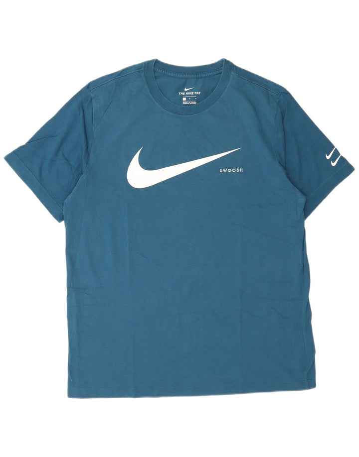Camiseta gráfica masculina NIKE Top grande algodão azul