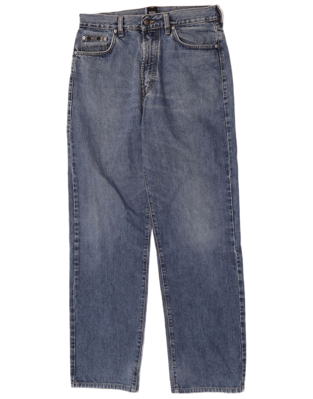 Hugo Boss Mens Tapered Jeans W34 L32 Azul Algodão
