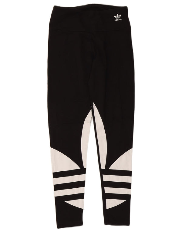 Adidas Womens Graphic Leggings UK 12 Médio Preto Colorblock Algodão