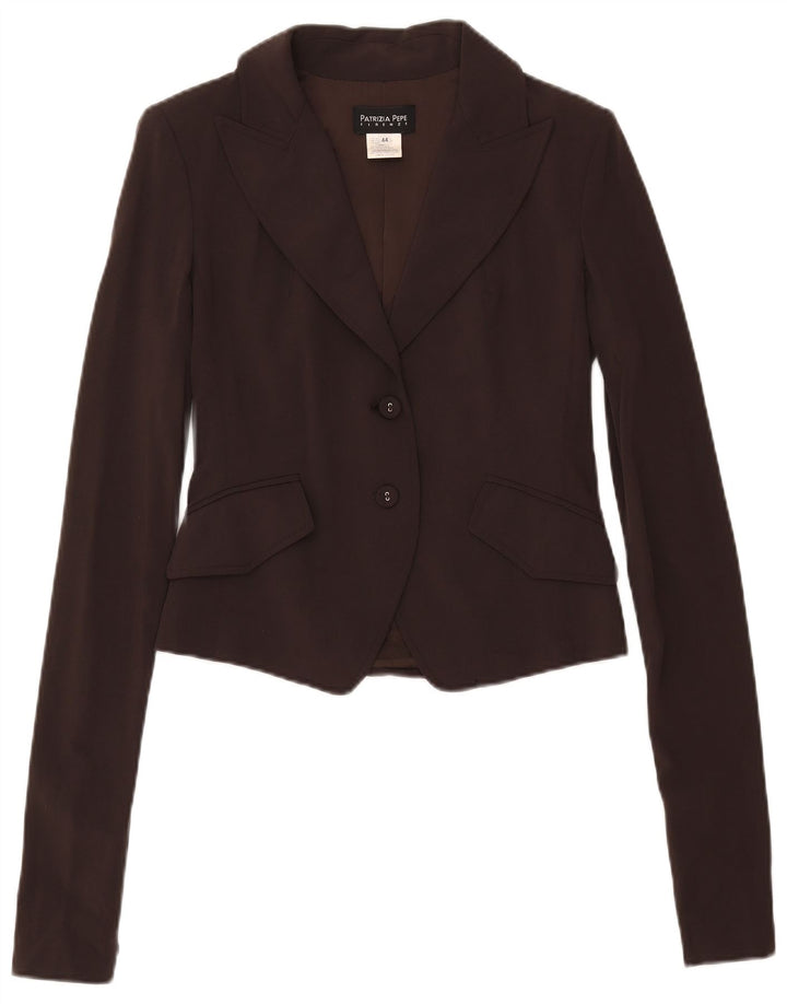 Patrizia Pepe Jaqueta Blazer Feminina com 2 Botões IT 44 Lã Marrom Médio