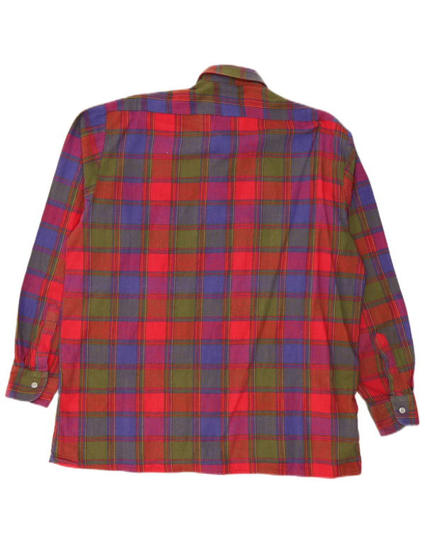 Camisa masculina de flanela VINTAGE tamanho 41/42 grande algodão xadrez multicolorido