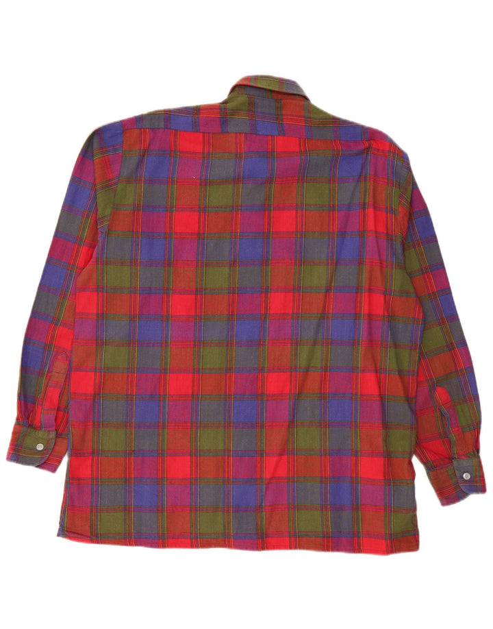 Camisa masculina de flanela VINTAGE tamanho 41/42 grande algodão xadrez multicolorido