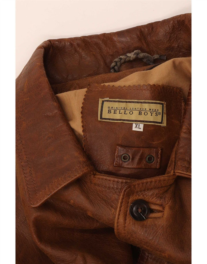 Jaqueta de couro masculina Bello Boys UK 42 XL marrom