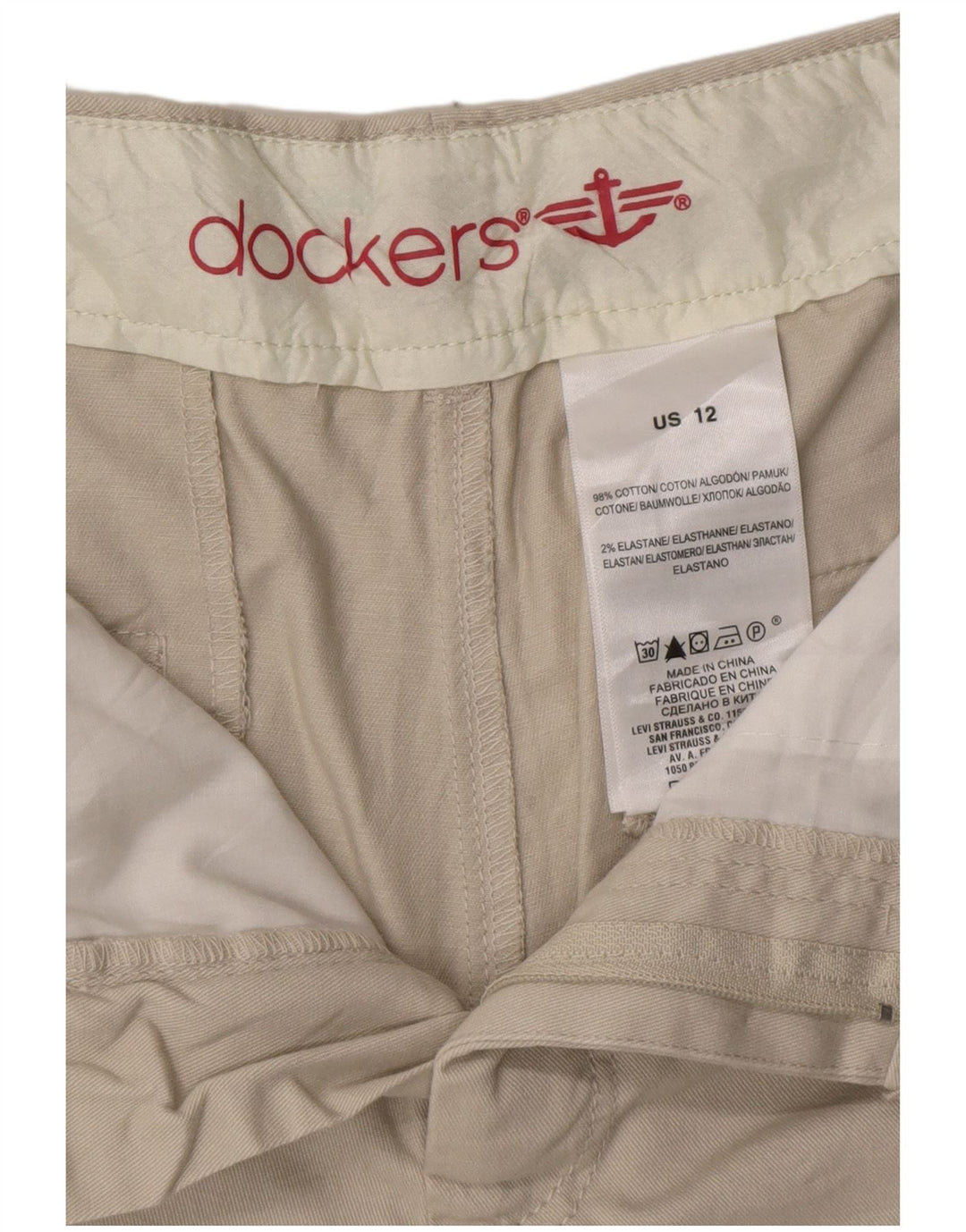 Shorts Chino feminino DOCKERS US 12 grande W33 algodão cinza