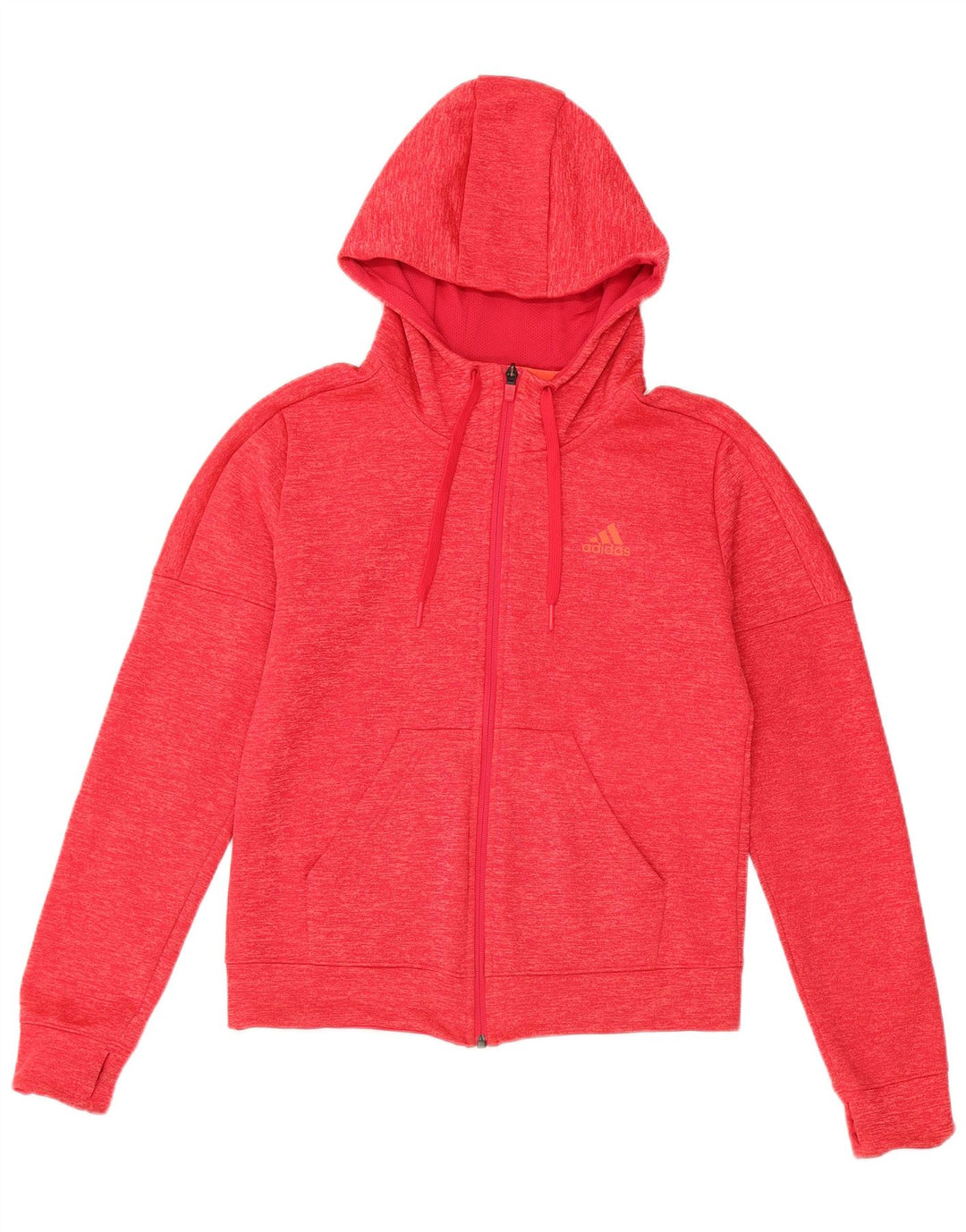 ADIDAS Womens Climawarm Zip Hoodie Sweater UK 8/10 Pequeno Rosa Poliéster