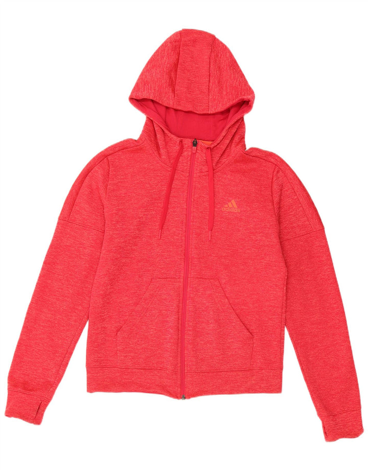 ADIDAS Womens Climawarm Zip Hoodie Sweater UK 8/10 Pequeno Rosa Poliéster