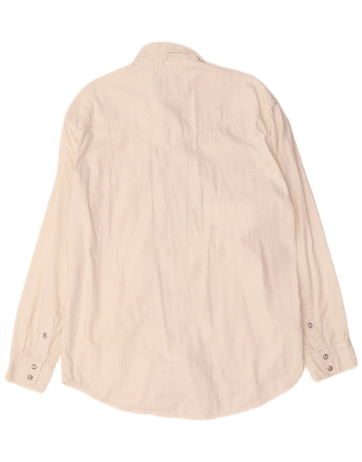 Camisa Wrangler masculina Western Denim médio algodão branco