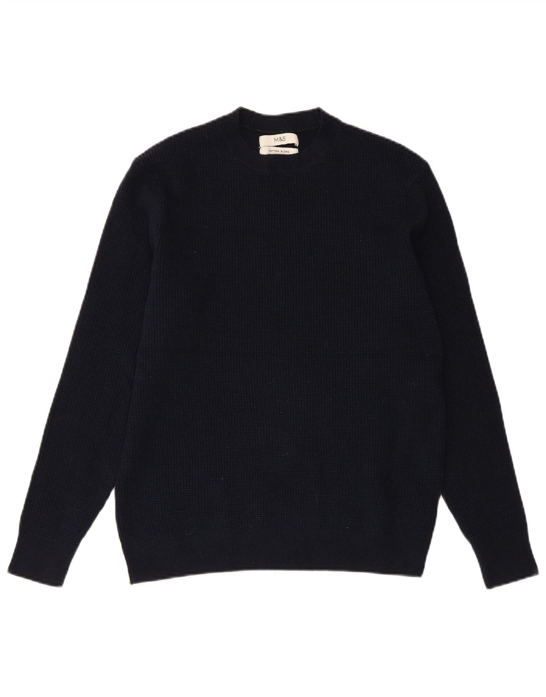 Suéter feminino MARKS & SPENCER com gola redonda Reino Unido 10 pequeno azul marinho