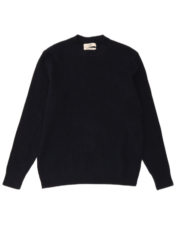 Suéter feminino MARKS & SPENCER com gola redonda Reino Unido 10 pequeno azul marinho