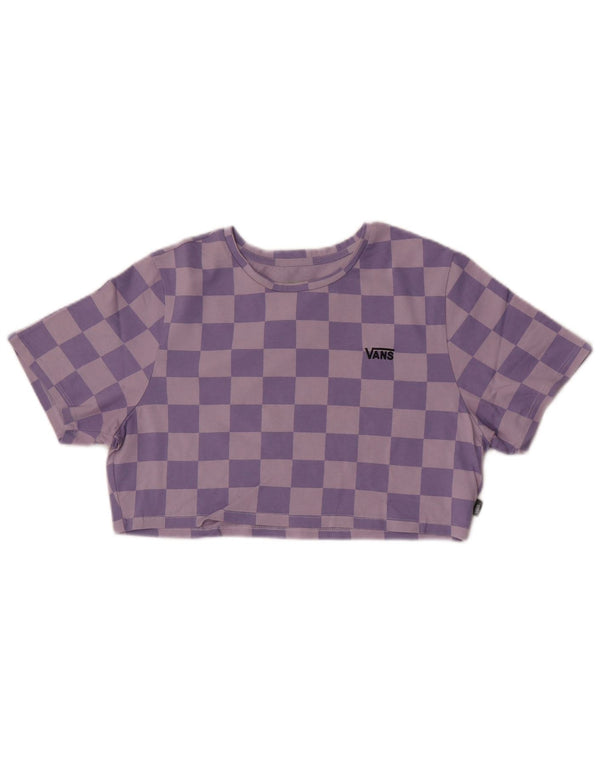 Camiseta Vans Feminina Crop Top UK 14 Grande Roxo Geométrico Algodão
