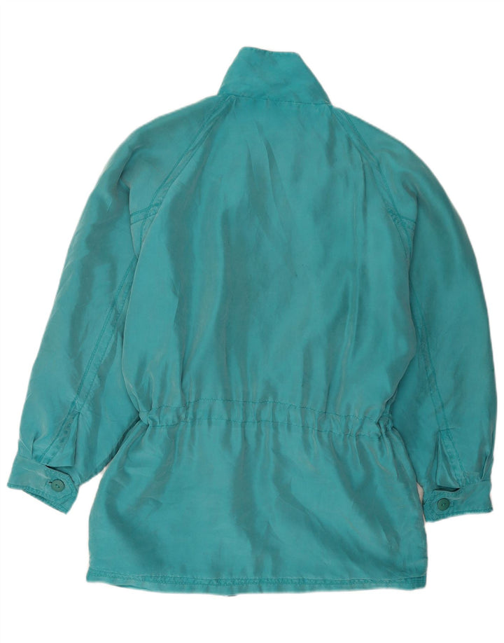Sobretudo feminino vintage IT 44 seda turquesa média