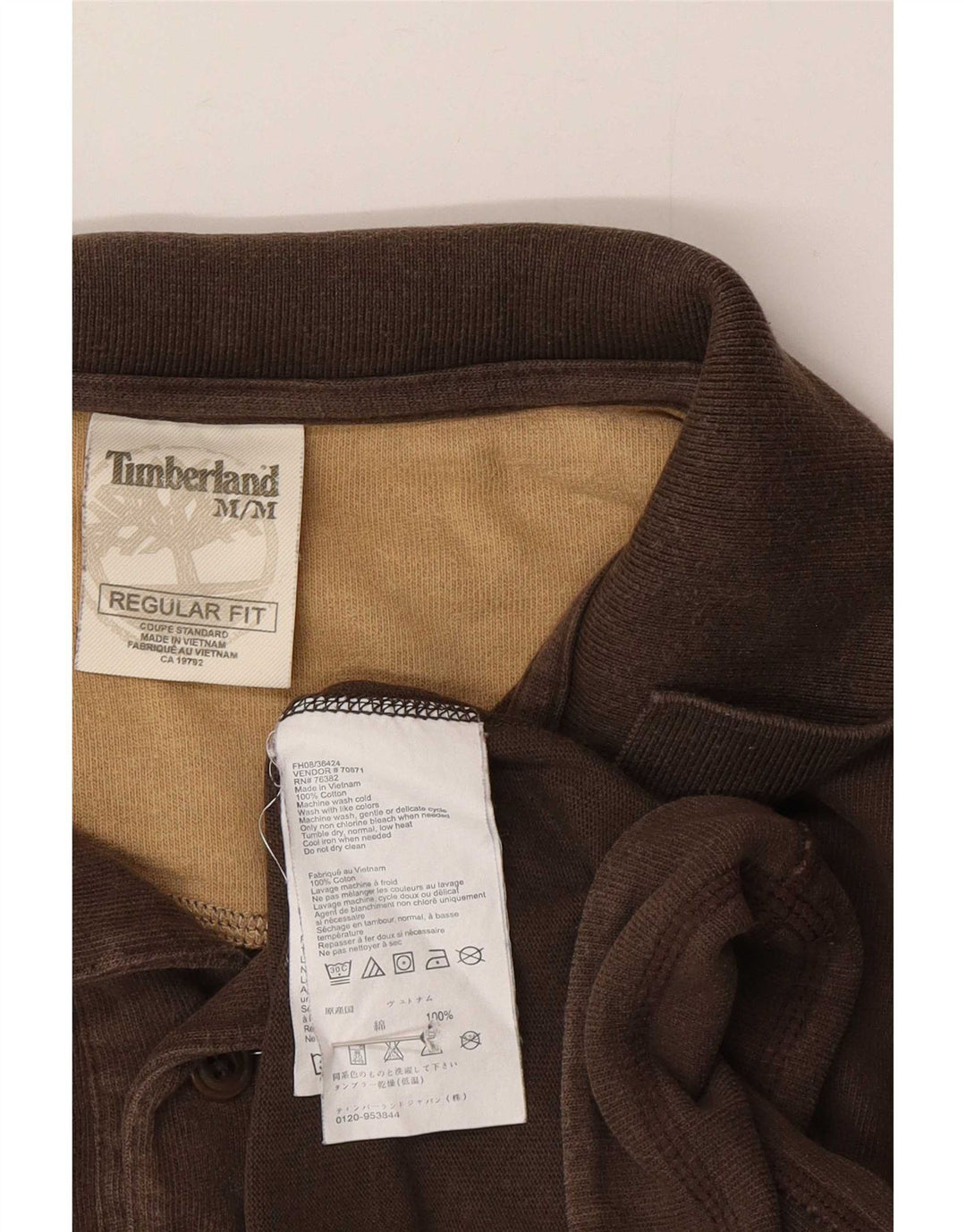 Camisa polo masculina Timberland manga comprida regular fit rugby marrom médio