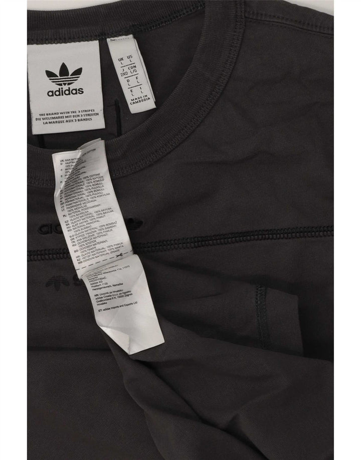 Adidas Mens Camiseta Top Grande Algodão Cinza