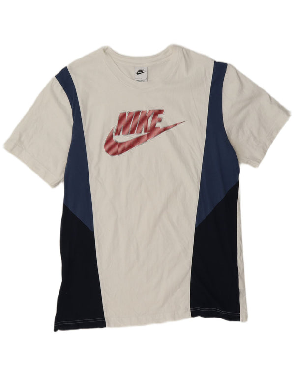 Camiseta gráfica masculina Nike grande algodão colorblock branco