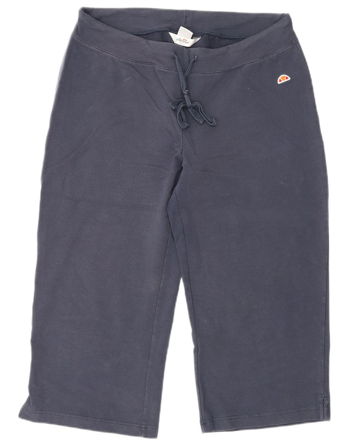 Calça de treino capri feminina ELLESSE Reino Unido 12 algodão azul marinho médio