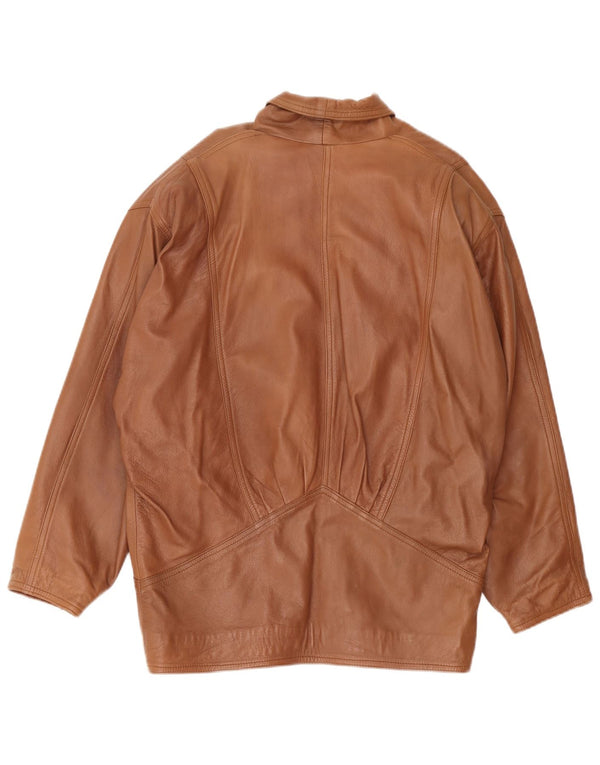 Jaqueta de couro vintage feminina de grandes dimensões Reino Unido 18 XL couro marrom