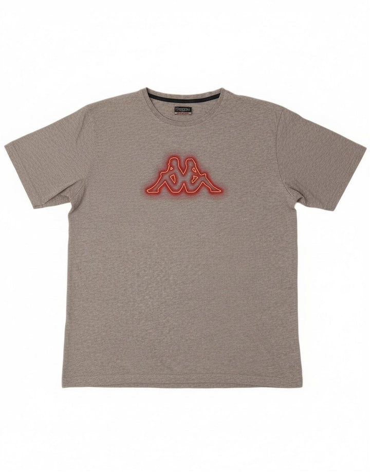 Camiseta gráfica masculina Kappa Top 2XL algodão cinza