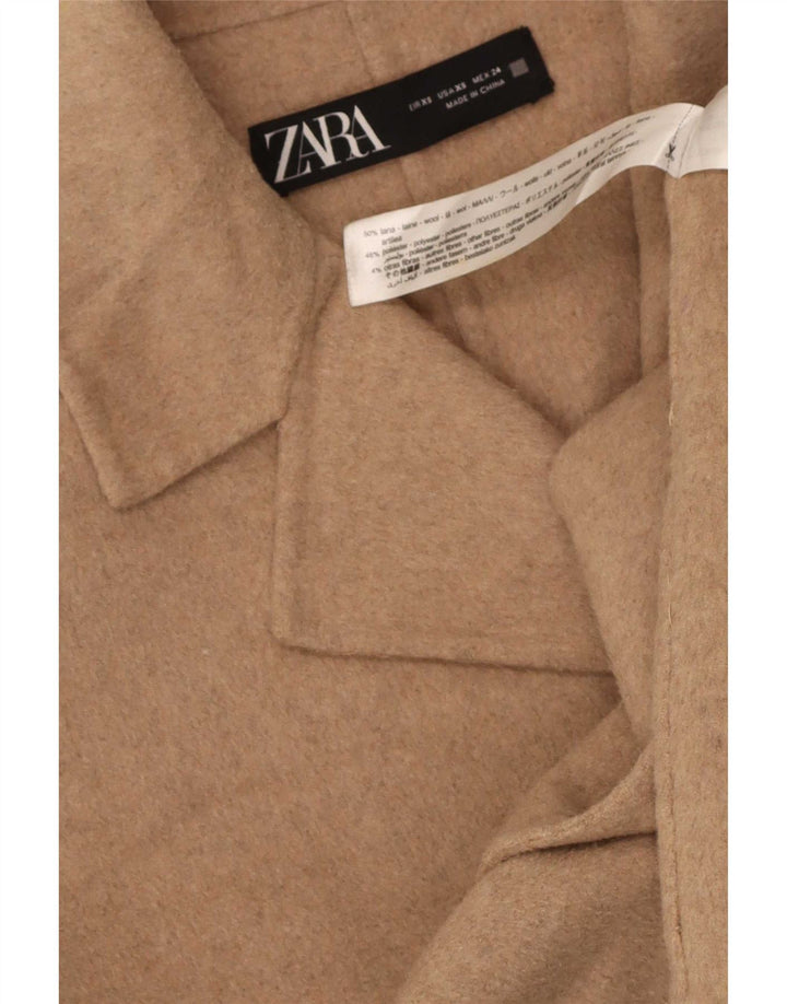 Sobretudo feminino Zara Oversized UK 6 XS lã bege