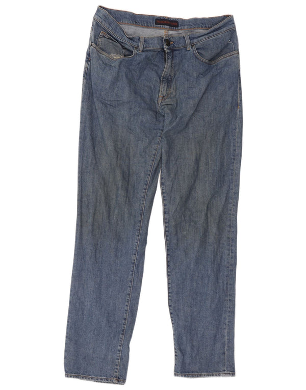 Trussardi Mens Straight Jeans W36 L32 Azul Algodão