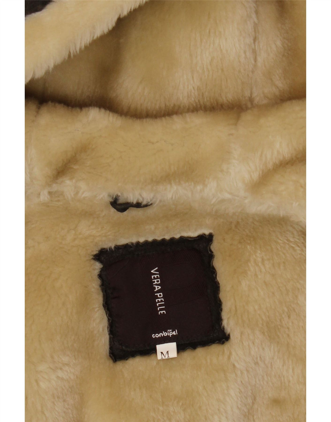 Jaqueta feminina Conbipel com capuz Shearling UK 14 couro cinza médio