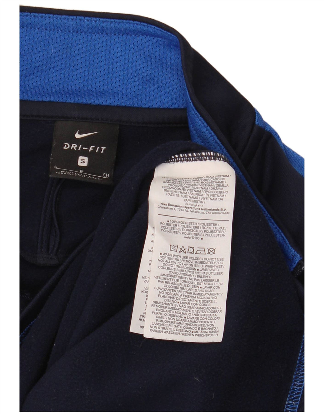 NIKE Masculino Dri Fit Pullover Treino Top Pequeno Azul Marinho Colourblock