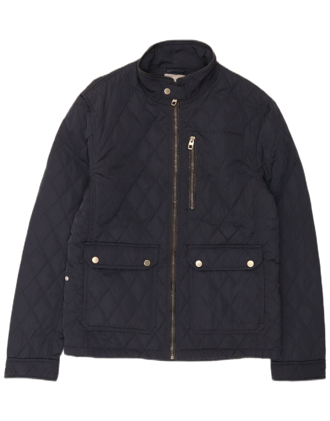 Jaqueta acolchoada masculina Zara UK 40 grande poliéster azul marinho