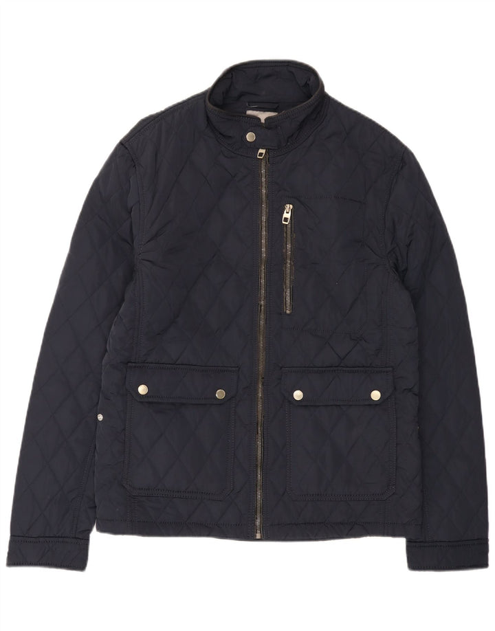 Jaqueta acolchoada masculina Zara UK 40 grande poliéster azul marinho