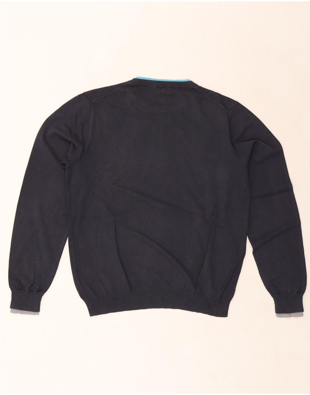 Suéter masculino Sun68 com gola redonda, pequeno algodão azul marinho