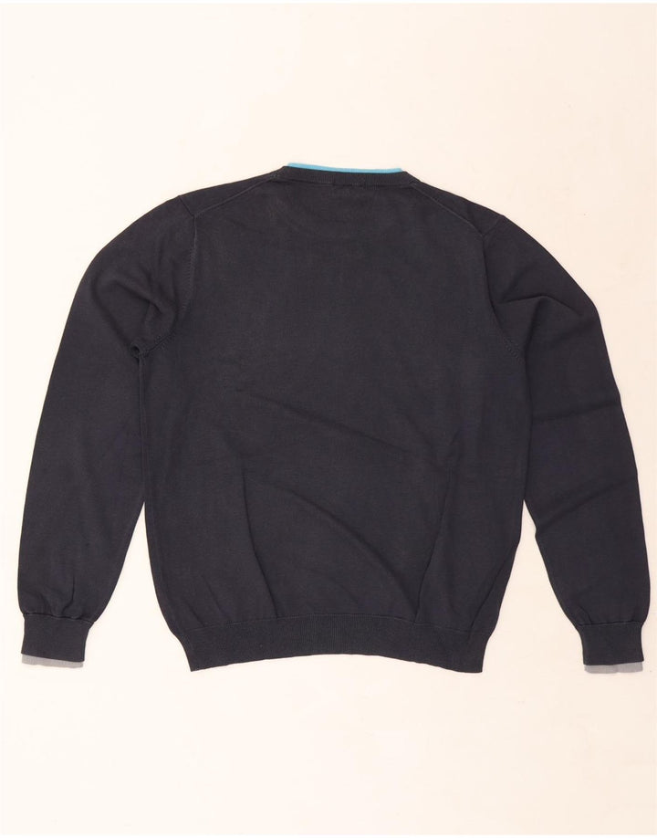 Suéter masculino Sun68 com gola redonda, pequeno algodão azul marinho