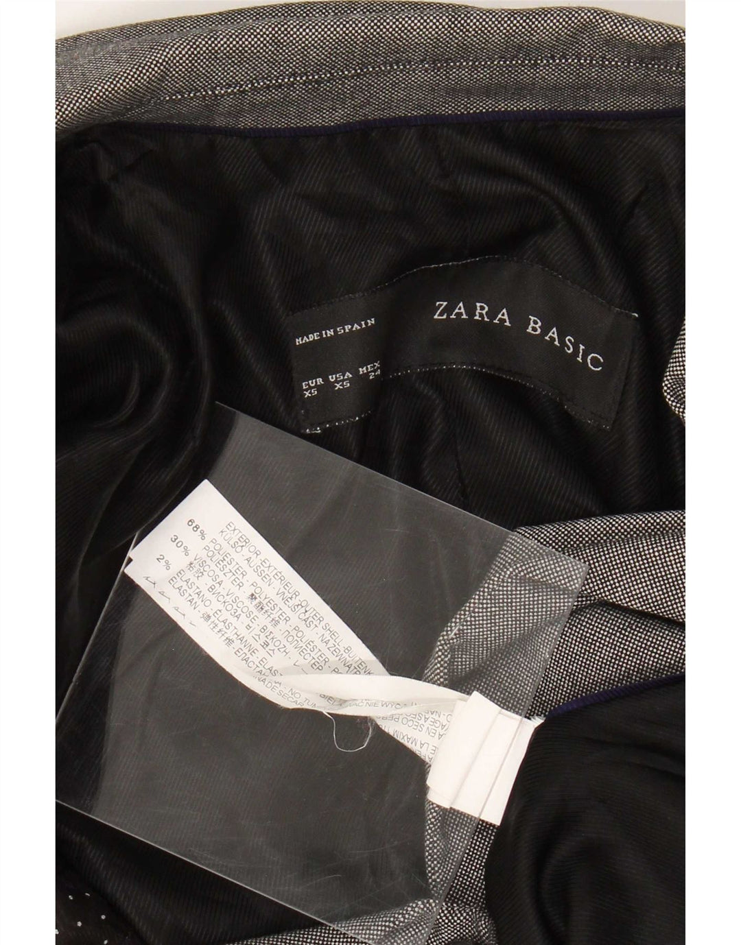 Jaqueta blazer feminina Zara com 1 botão Reino Unido 6 XS cinza poliéster