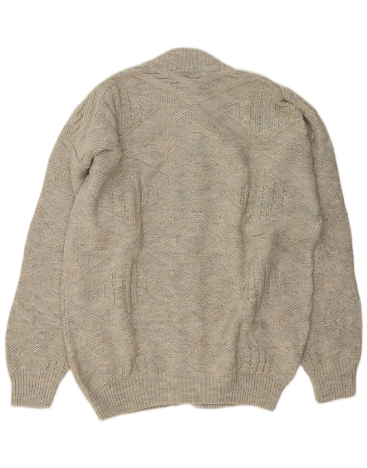Suéter cardigã masculino vintage IT 52 grande lã cinza
