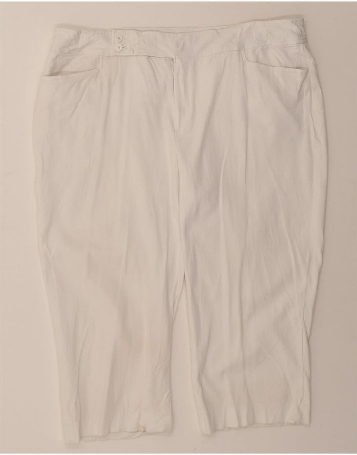 CHAPS Womens Straight Capri Trousers US 18 2XL W40 L22 White Cotton Vintage Chaps and Second-Hand Chaps from Messina Hembry 