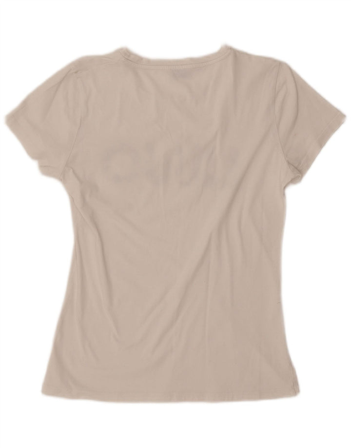 Camiseta feminina LIU JO Milano com estampa gráfica UK 12 médio branco
