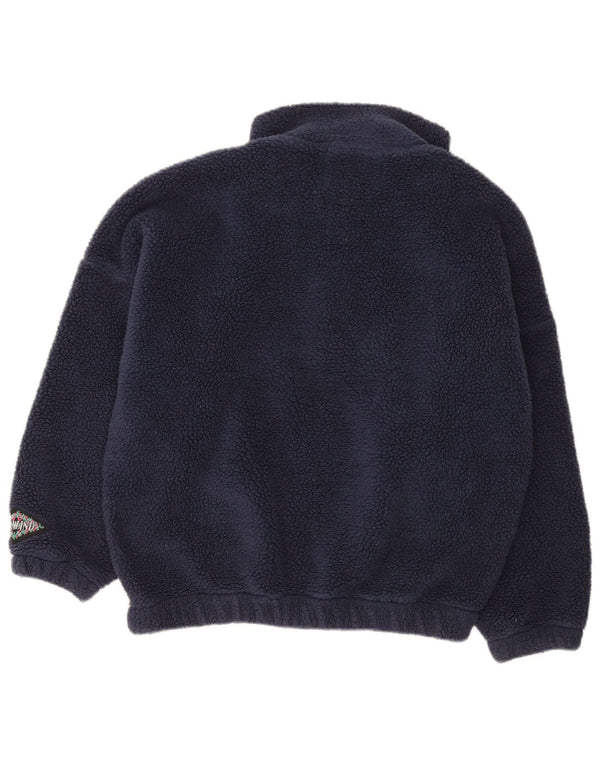 Suéter de lã masculino vintage solto com botão e pescoço IT 44/46 pequeno azul marinho