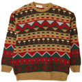 Bluster Suéter masculino com gola redonda IT 52 grande lã geométrica marrom